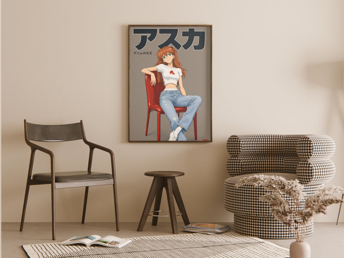 Evangelion Asuka Denim Studio Portrait Anime Poster — room