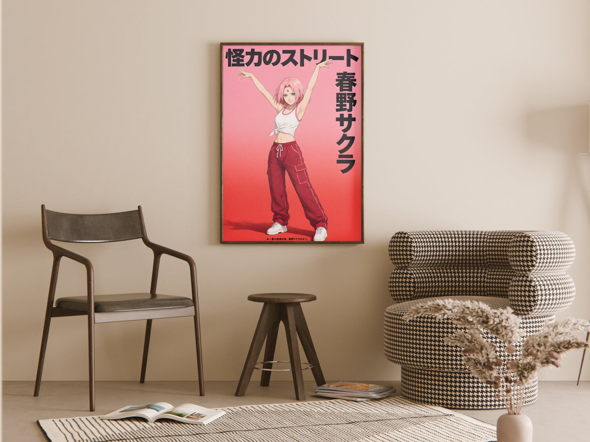 Naruto Sakura Red Streetwear Anime Poster — room