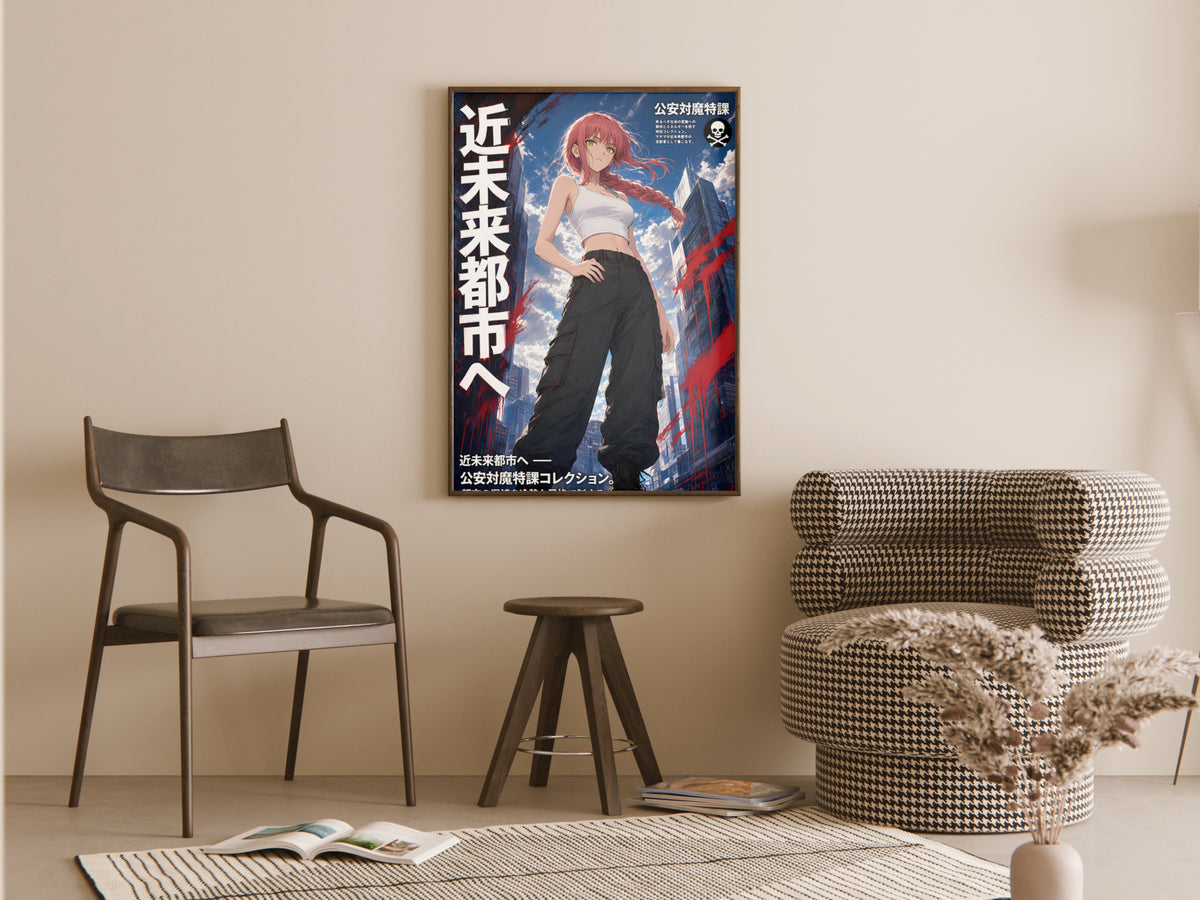 Chainsaw Man Makima Future City Streetwear Anime Poster — room