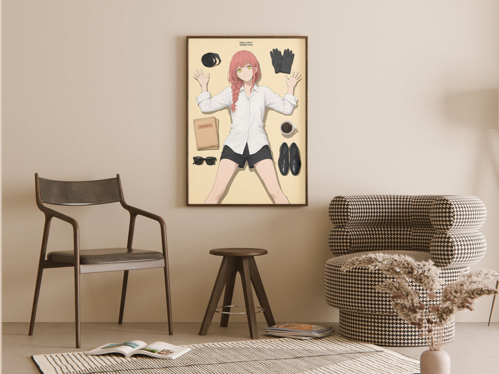 Chainsaw Man Makima Cream Flatlay Editorial Anime Poster — room
