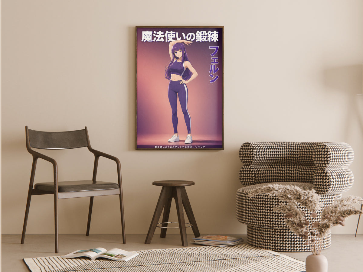 Frieren Fern Purple Activewear Portrait Anime Poster — room