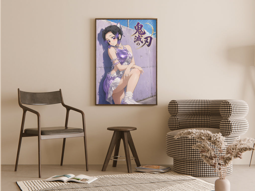 Demon Slayer Shinobu Purple Metallic Streetwear Anime Poster — room