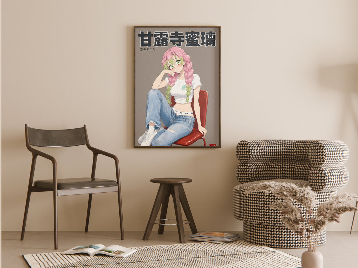 Demon Slayer Mitsuri Denim Studio Portrait Anime Poster — room