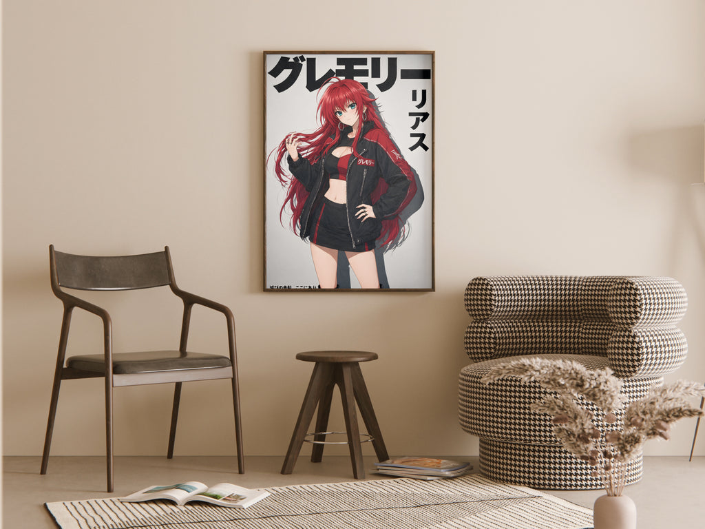 High School DxD Rias Red Biker Jacket Anime Poster — room