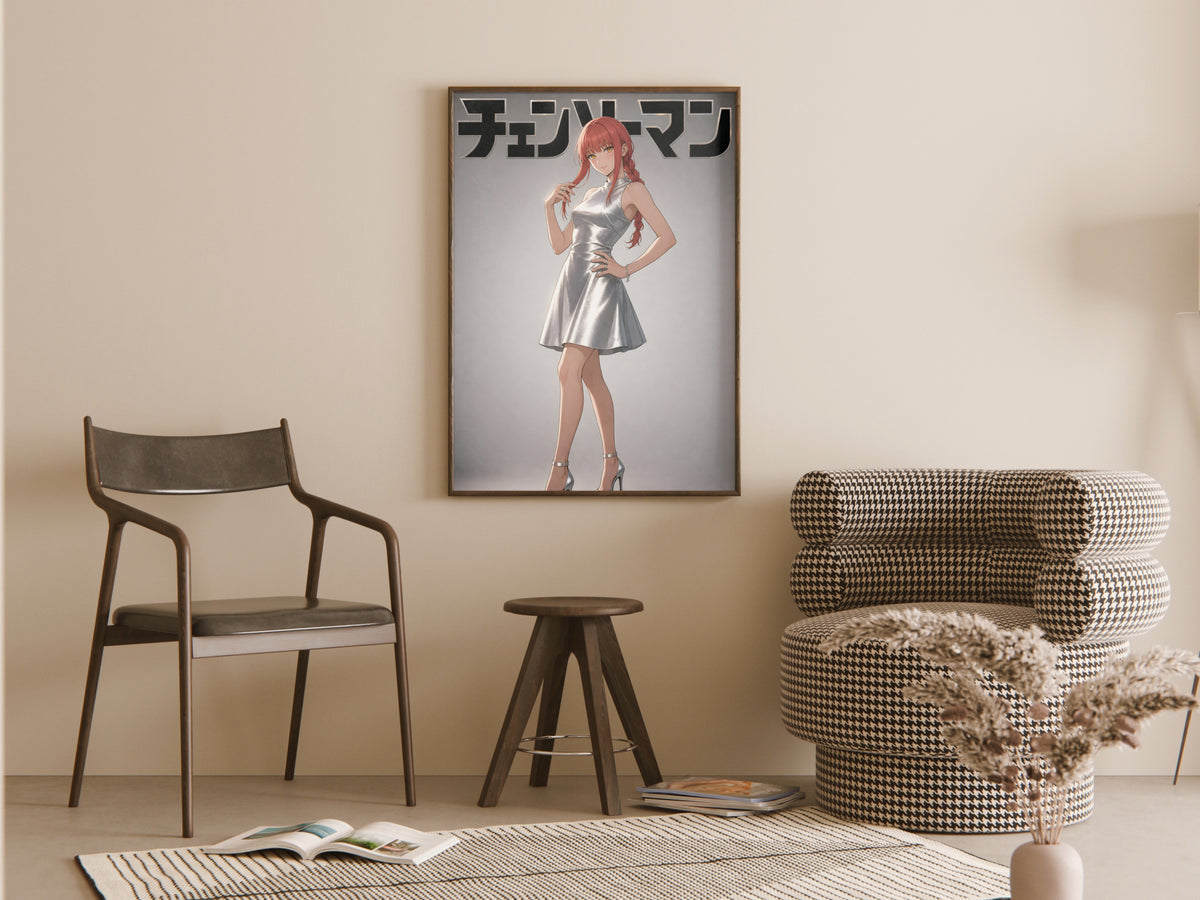 Chainsaw Man Makima Silver Dress Editorial Anime Poster — room