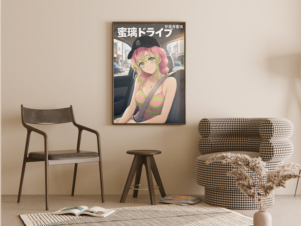 Demon Slayer Mitsuri Car Seat Portrait Anime Poster — room