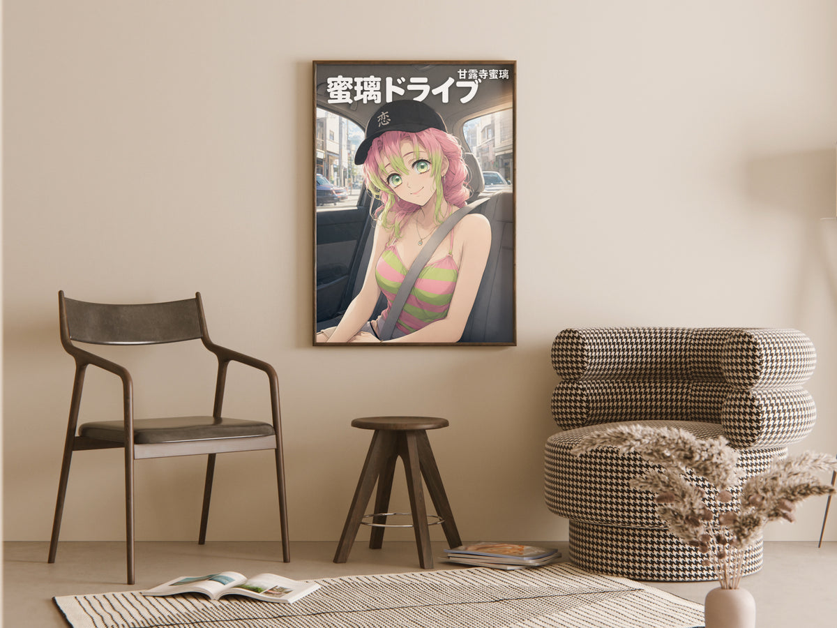 Demon Slayer Mitsuri Car Seat Portrait Anime Poster — room