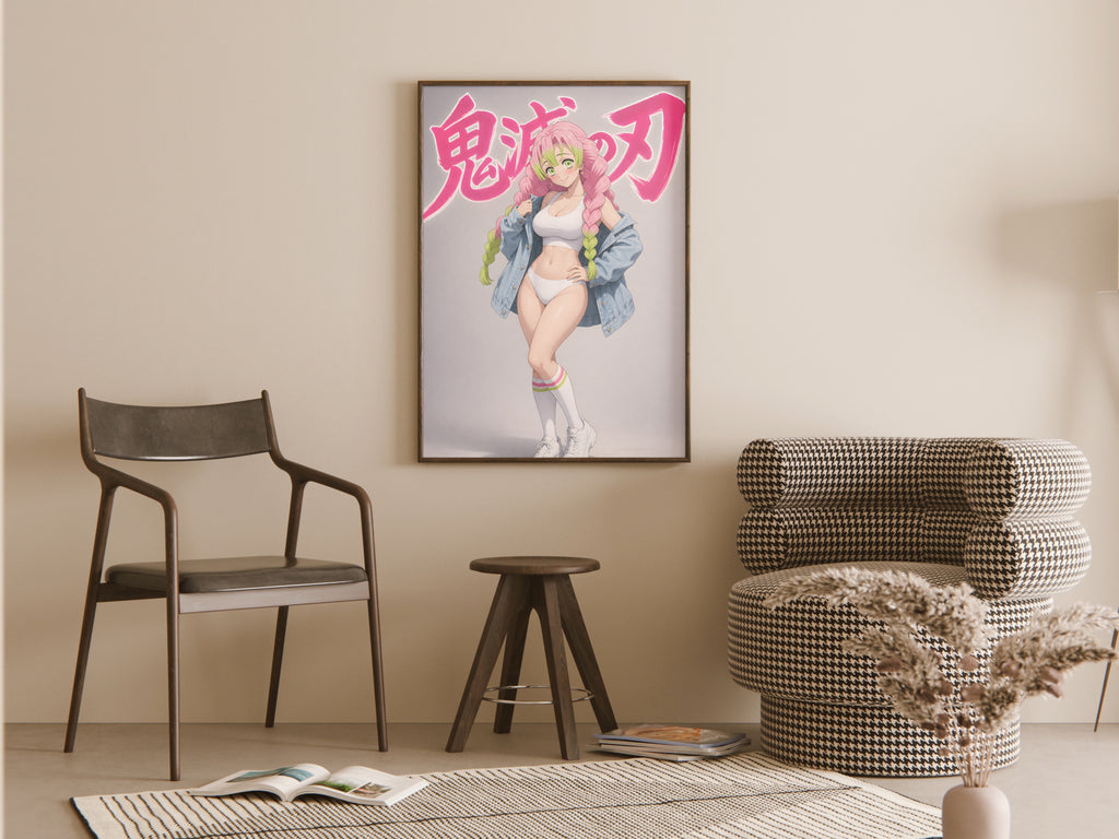 Demon Slayer Mitsuri White Athletic Denim Anime Poster — room