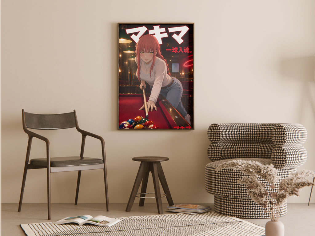 Chainsaw Man Makima Billiards Night Anime Poster — room