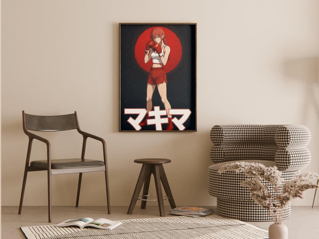 Chainsaw Man Makima Retro Boxing Portrait Anime Poster — room