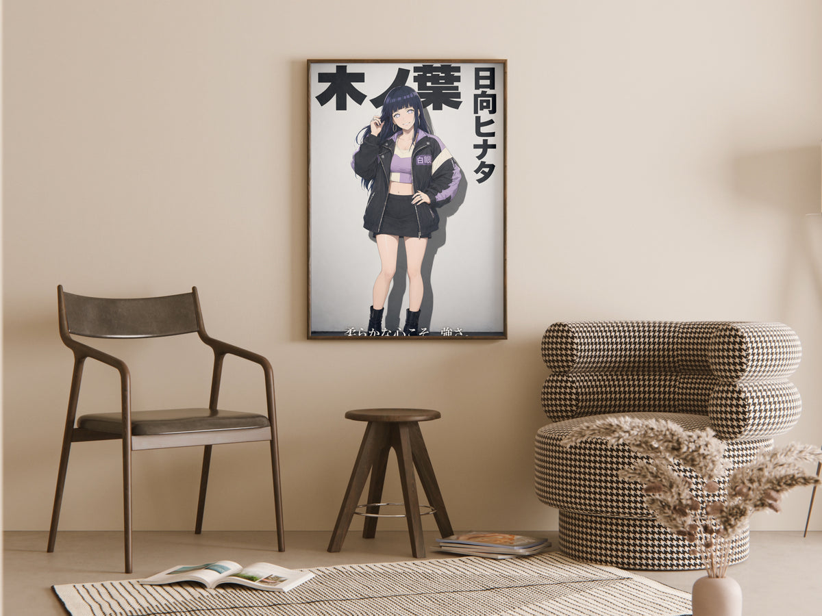 Naruto Hinata Black Riding Jacket Anime Poster — room