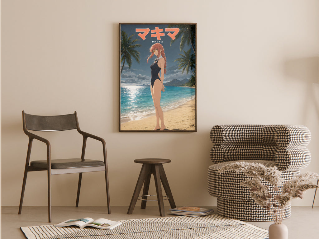 Chainsaw Man Makima Tropical Black Swimsuit Anime Poster — room