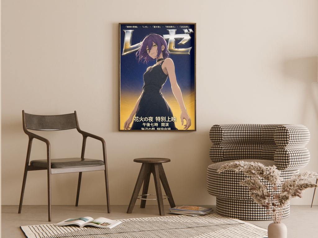 Chainsaw Man Reze Chrome Black Dress Portrait Anime Poster — room