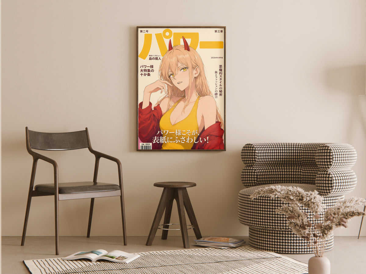 Chainsaw Man Power Yellow Cover Portrait Anime Poster — room