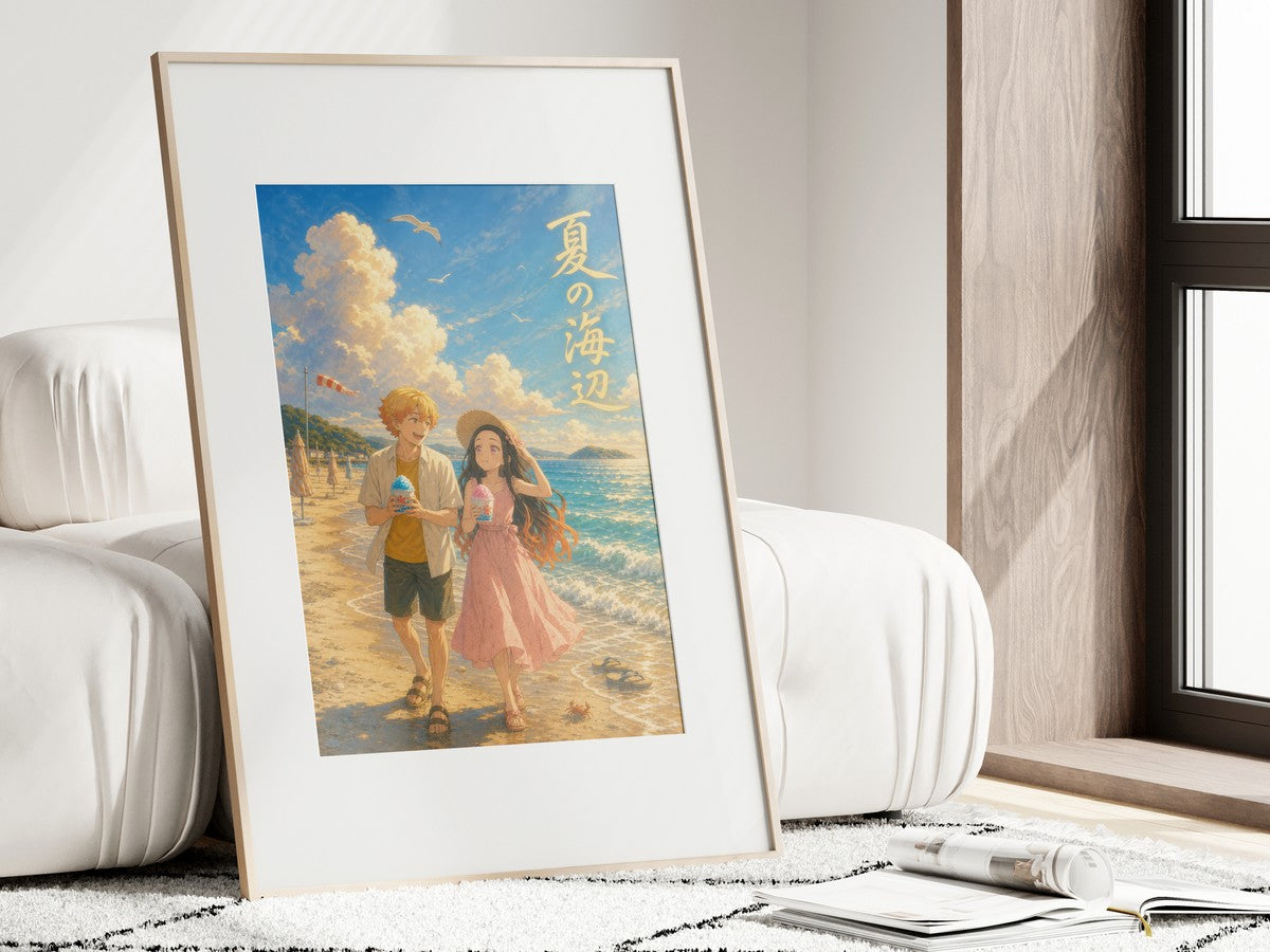 Demon Slayer Zenitsu Nezuko Dreamy Seaside Shaved Ice Anime Poster
