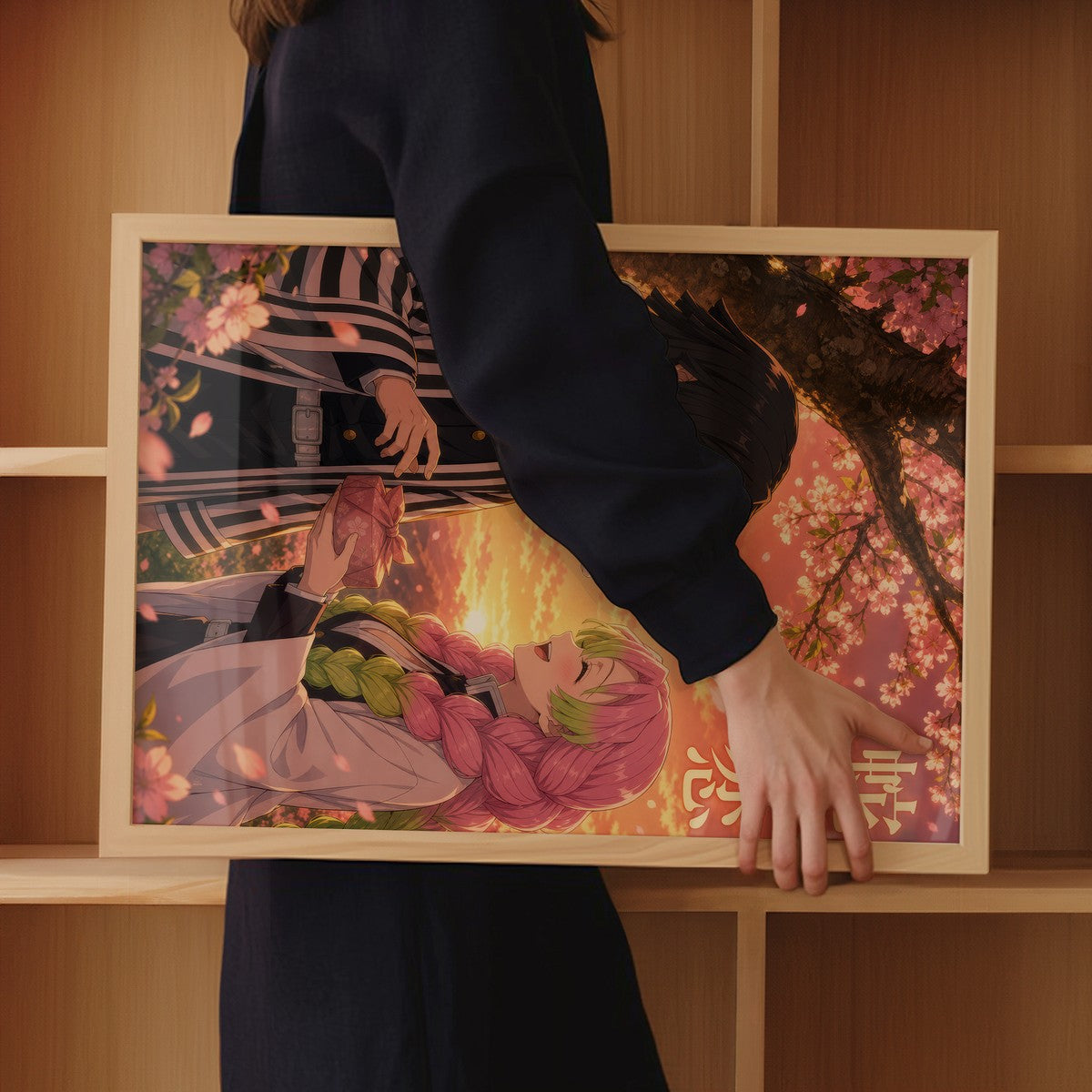 Demon Slayer Obanai Mitsuri Couple Golden Anime Poster