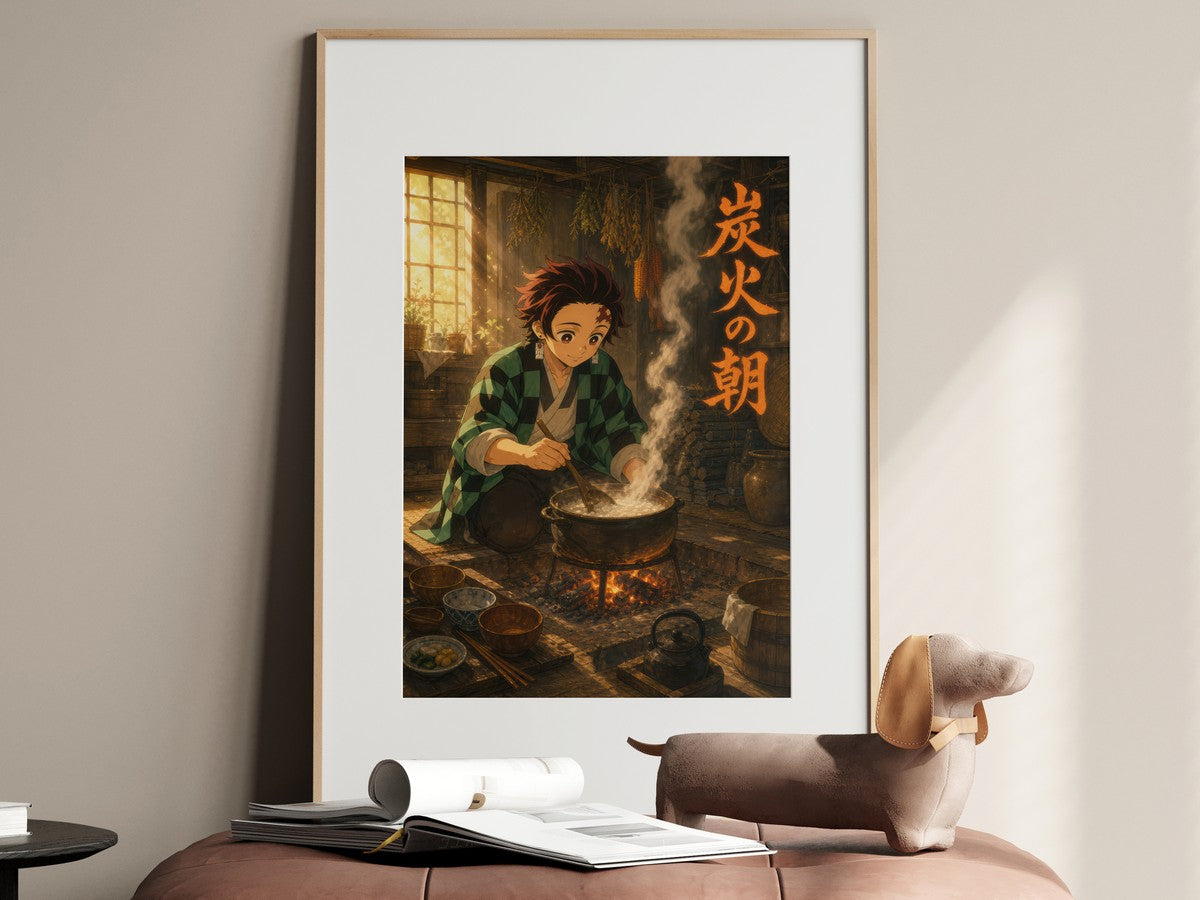 Demon Slayer Tanjiro Ghibli Set Charcoal Morning Anime Poster