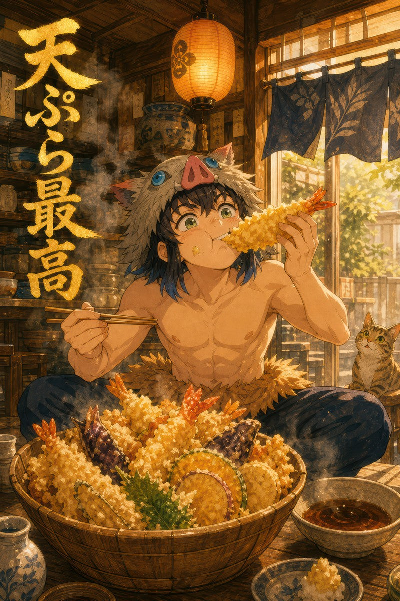 Demon Slayer Inosuke Ghibli Set Tempura Feast Anime Poster