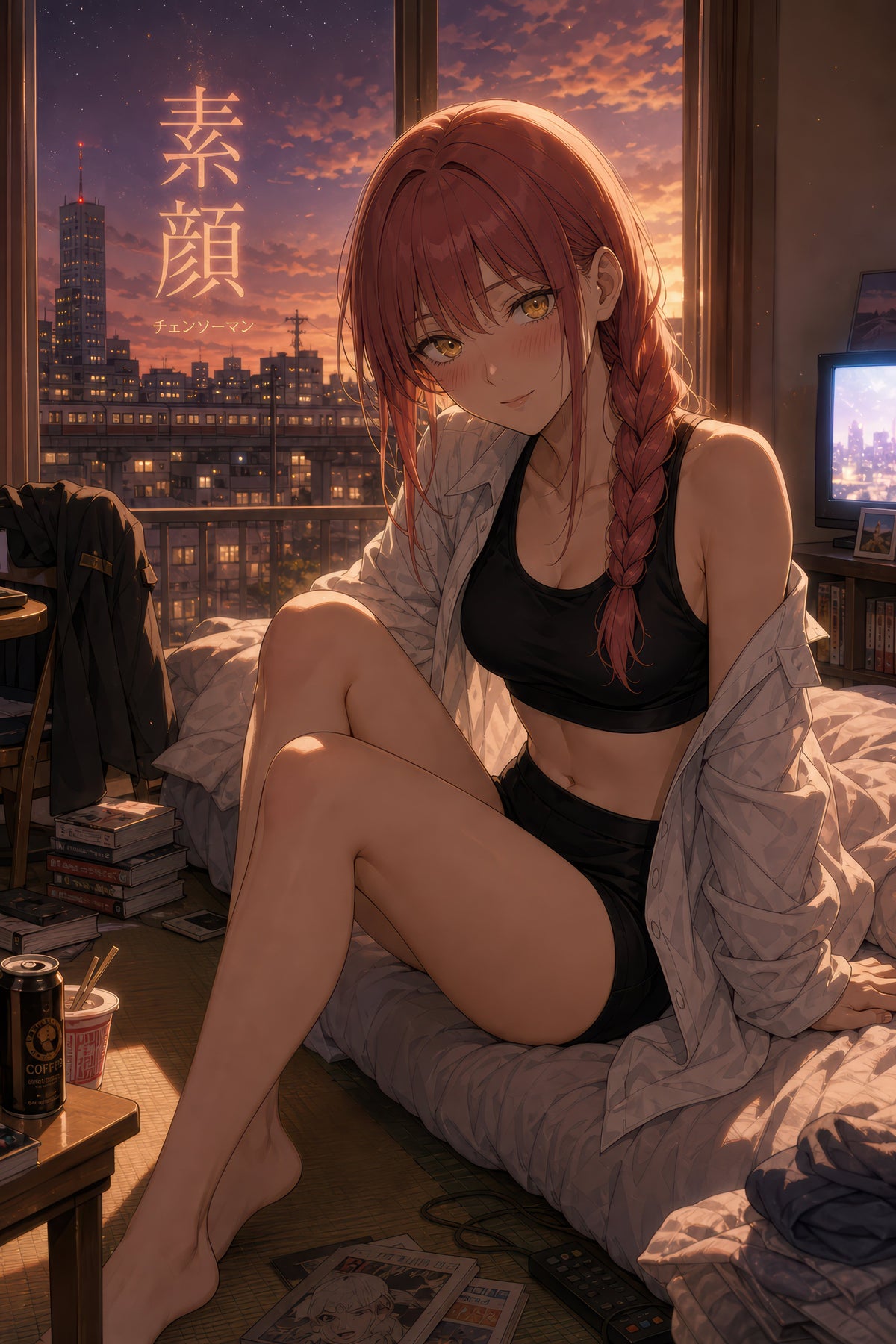 Makima Blush Chainsaw Man Anime Poster Dusk Apartment Shirt Art Print
