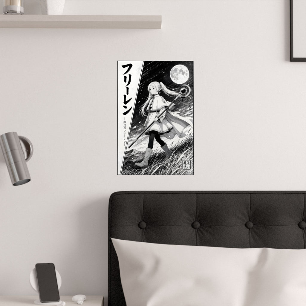 Frieren Fr09 Manga Panel Bw Anime Poster