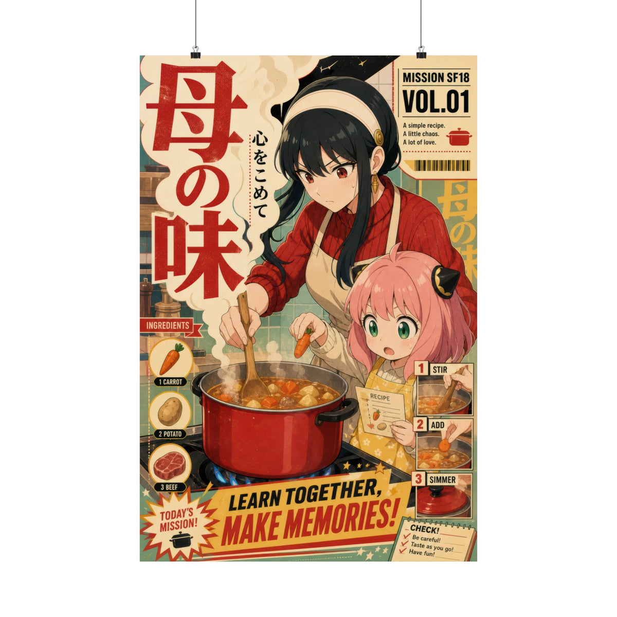 Spy x Family Yor Anya Cooking Lesson Domestic Comedy Pop Art Anime Poster