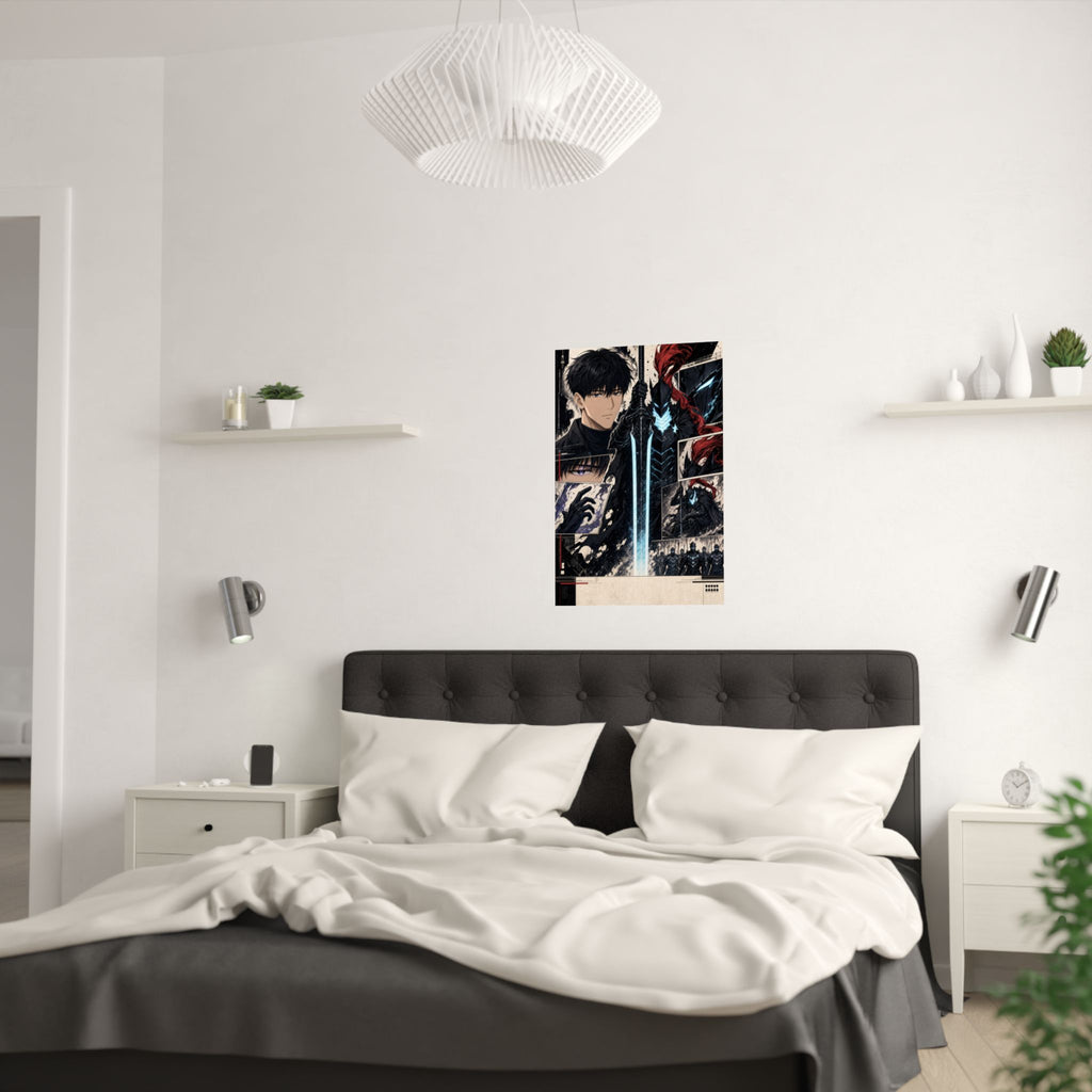 Solo Leveling Sl59 Jinwoo Igris Manga Editorial Collage Anime Poster