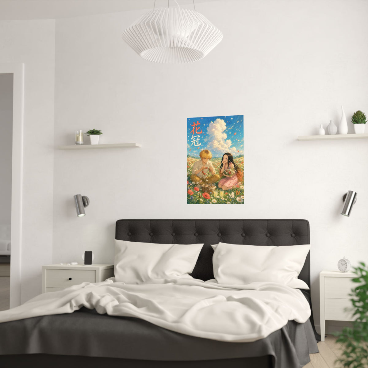 Demon Slayer Zenitsu Nezuko Dreamy Flower Crown Anime Poster