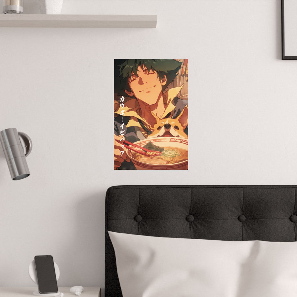 Cowboy Bebop Spike Corgi Ramen Anime Poster