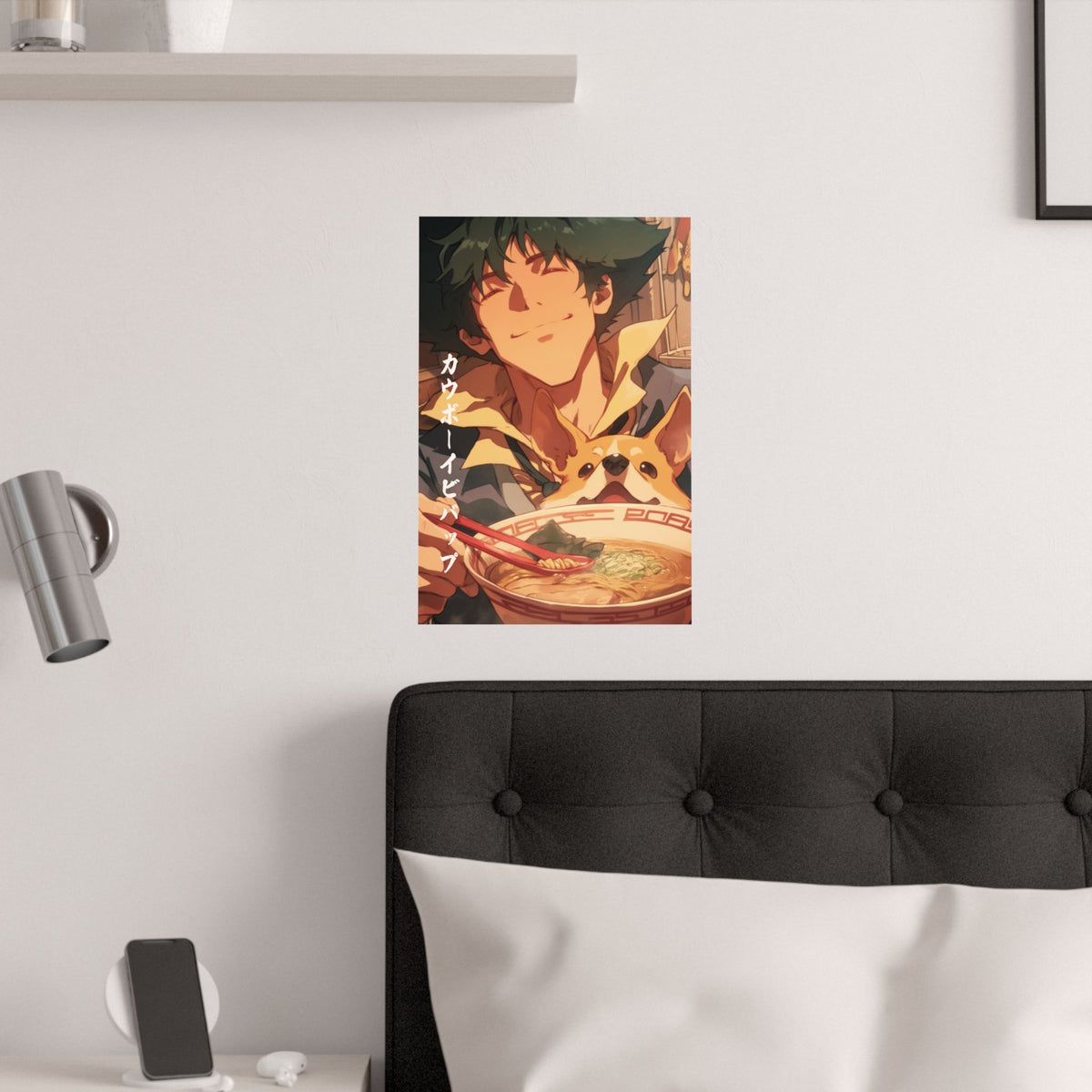 Cowboy Bebop Spike Corgi Ramen Anime Poster