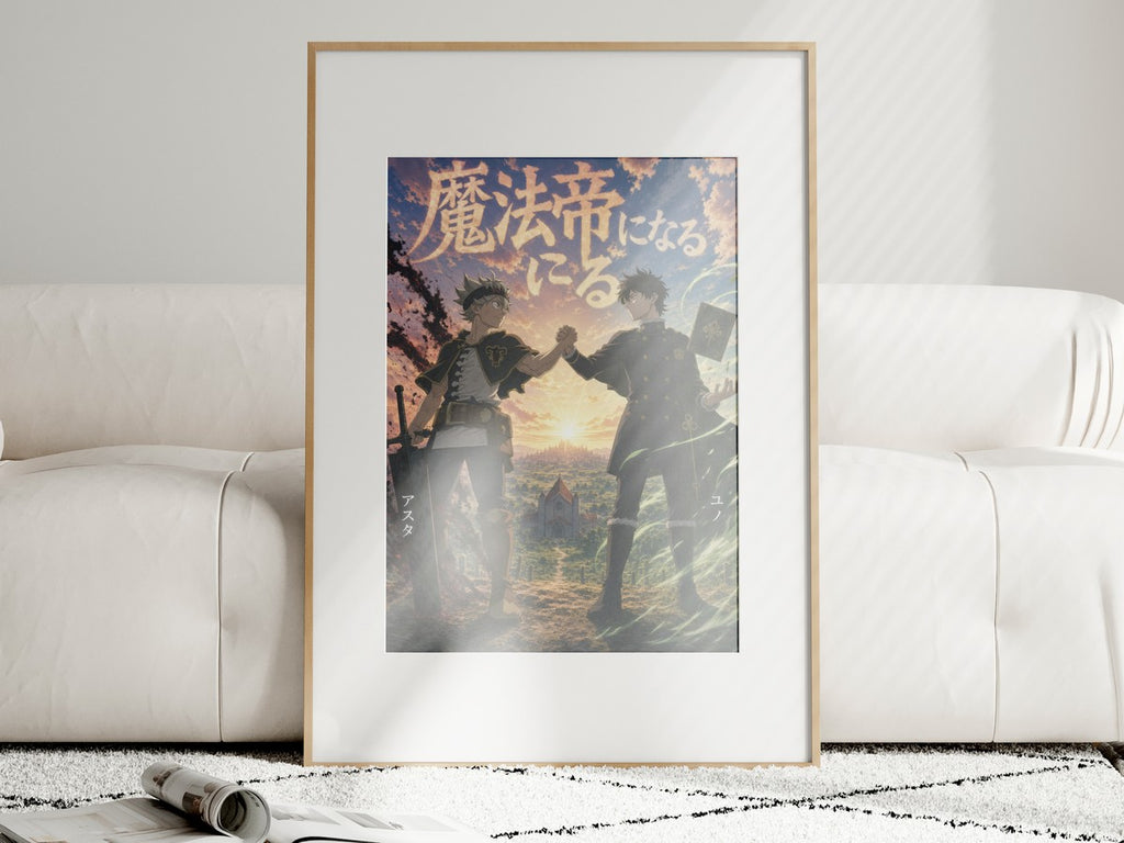 Unframed poster on wall