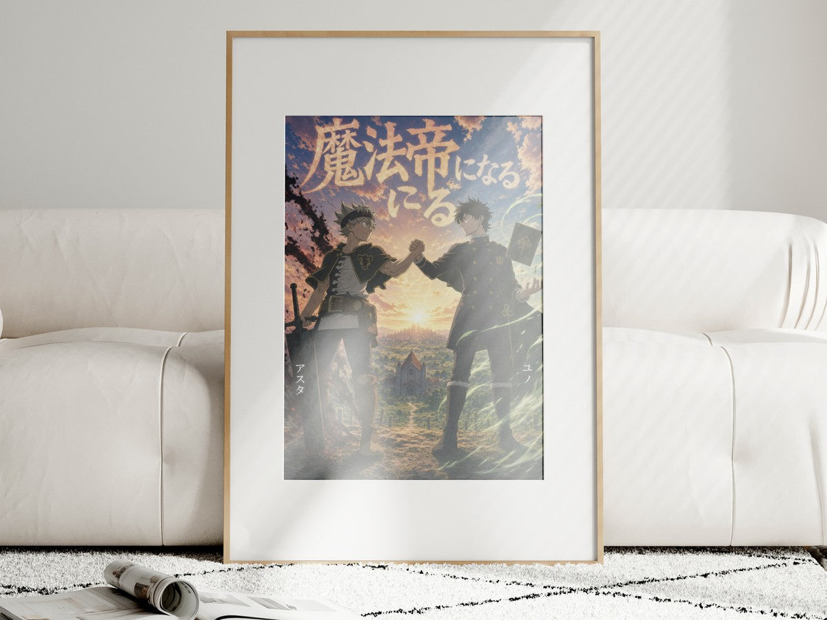 Unframed poster on wall