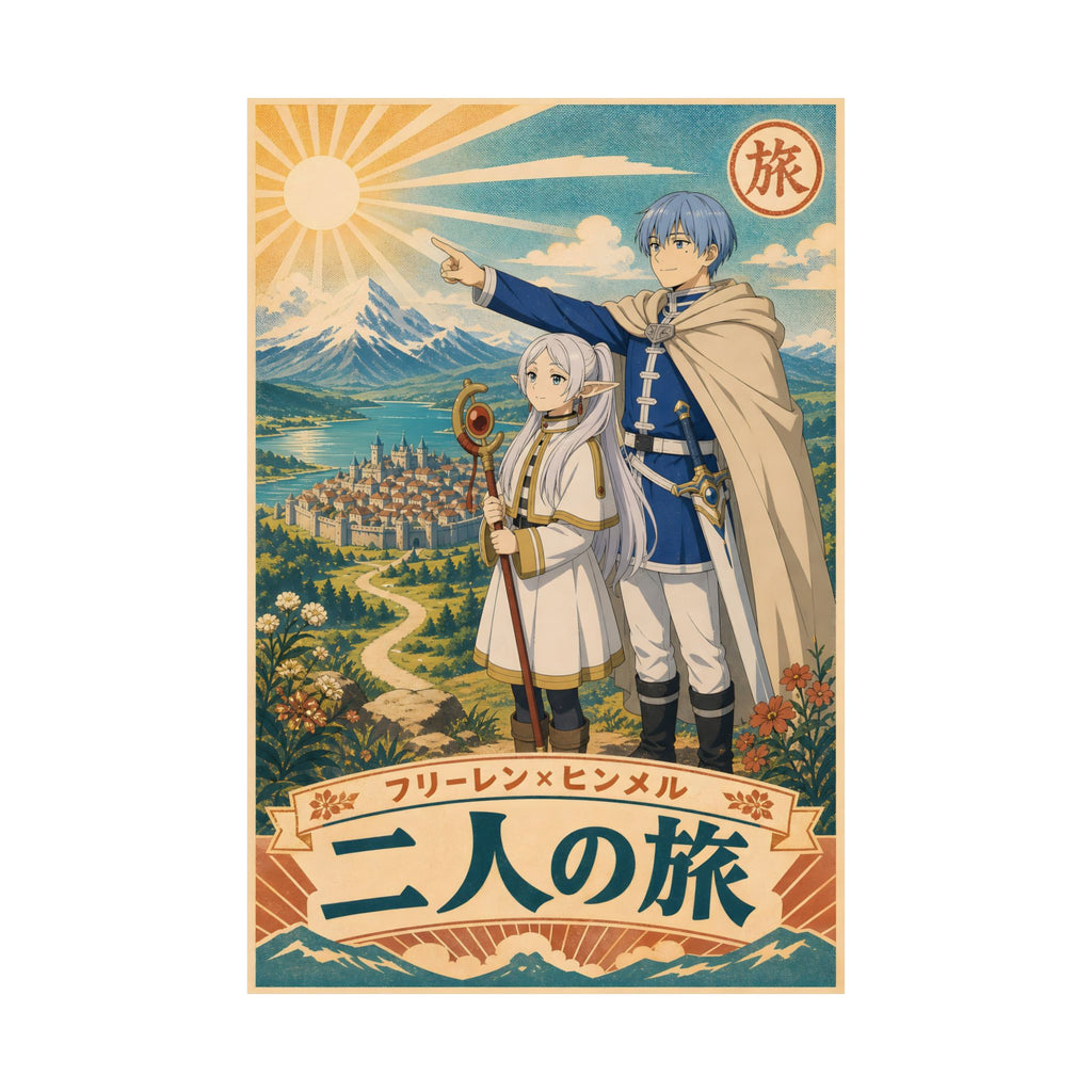Frieren Fr24 Himmel Retro Travel Anime Poster