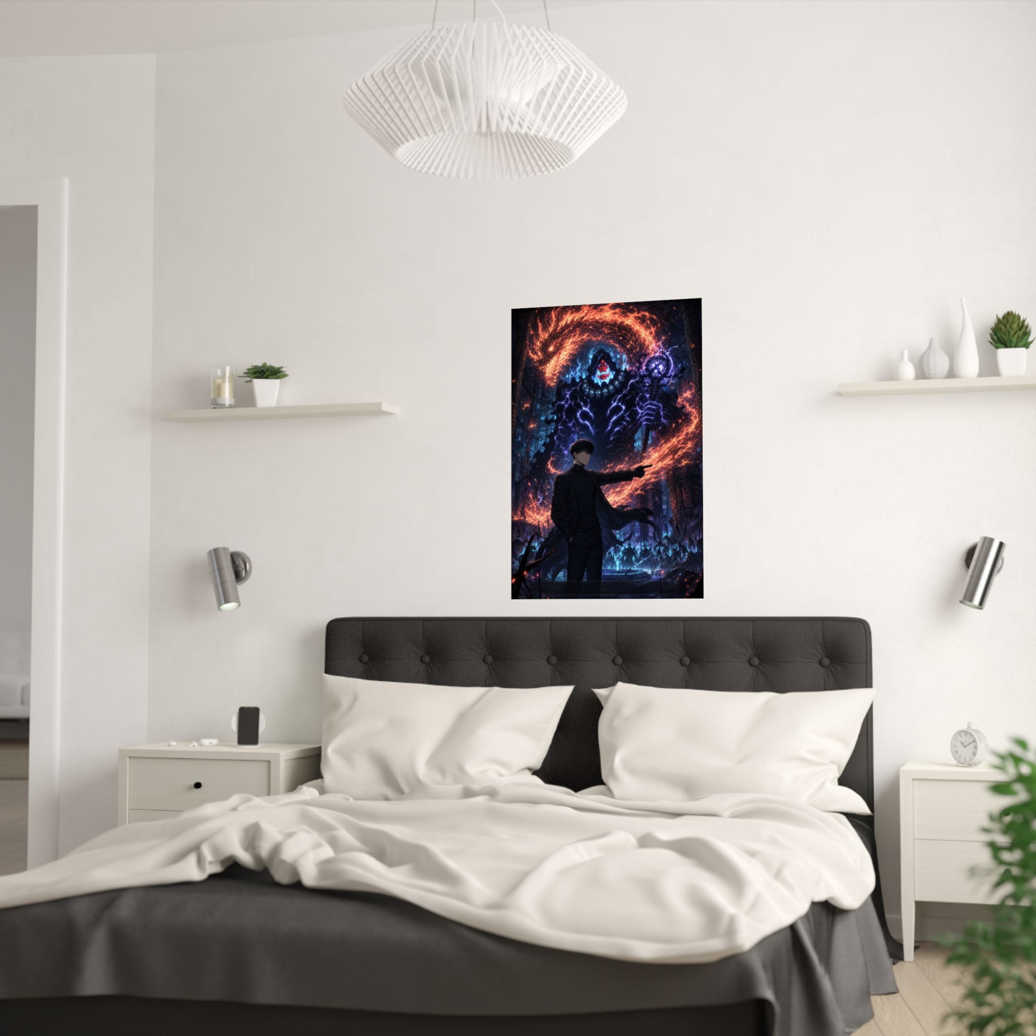 Solo Leveling Sl56 Jinwoo Tusk Hellfire General Anime Poster