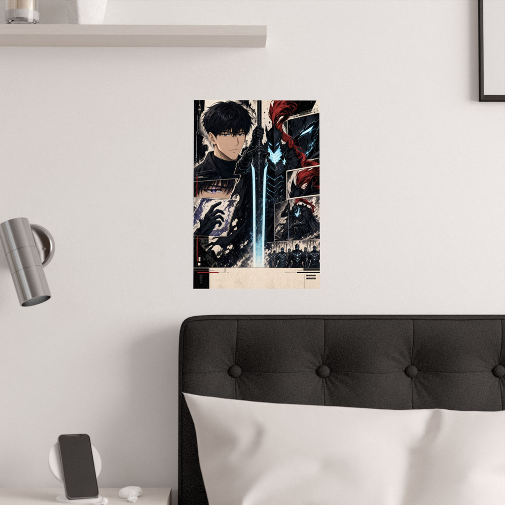 Solo Leveling Sl59 Jinwoo Igris Manga Editorial Collage Anime Poster