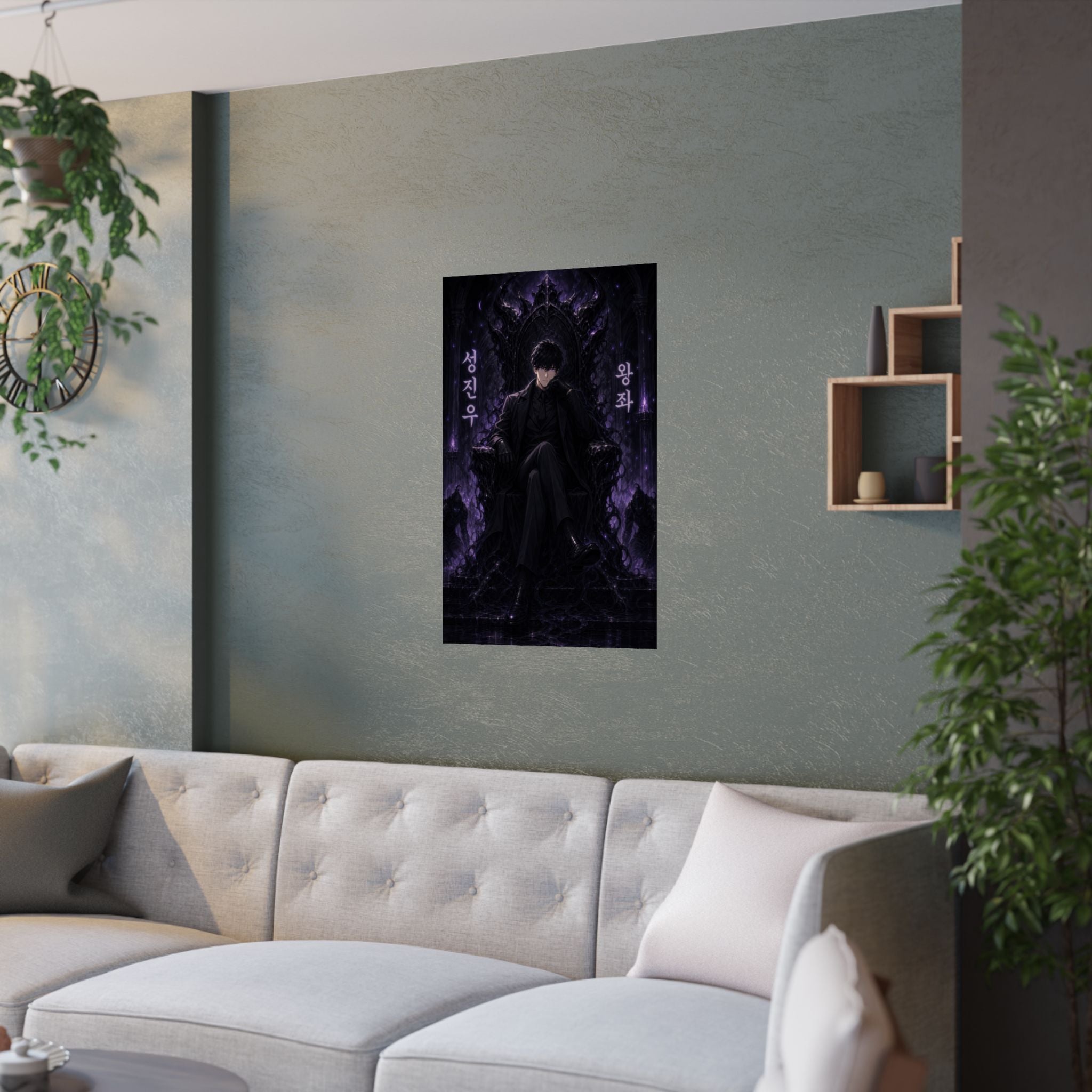 Solo Leveling Sl46 Jinwoo Shadow Throne Anime Poster