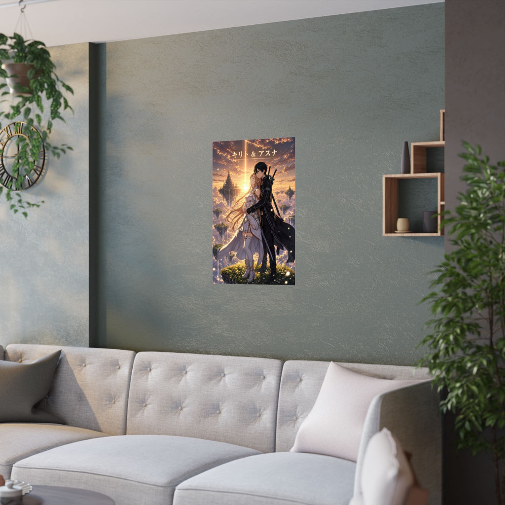 Sword Art Online Sao03 Kirito Asuna Sunset Romantic Key Visual Anime Poster