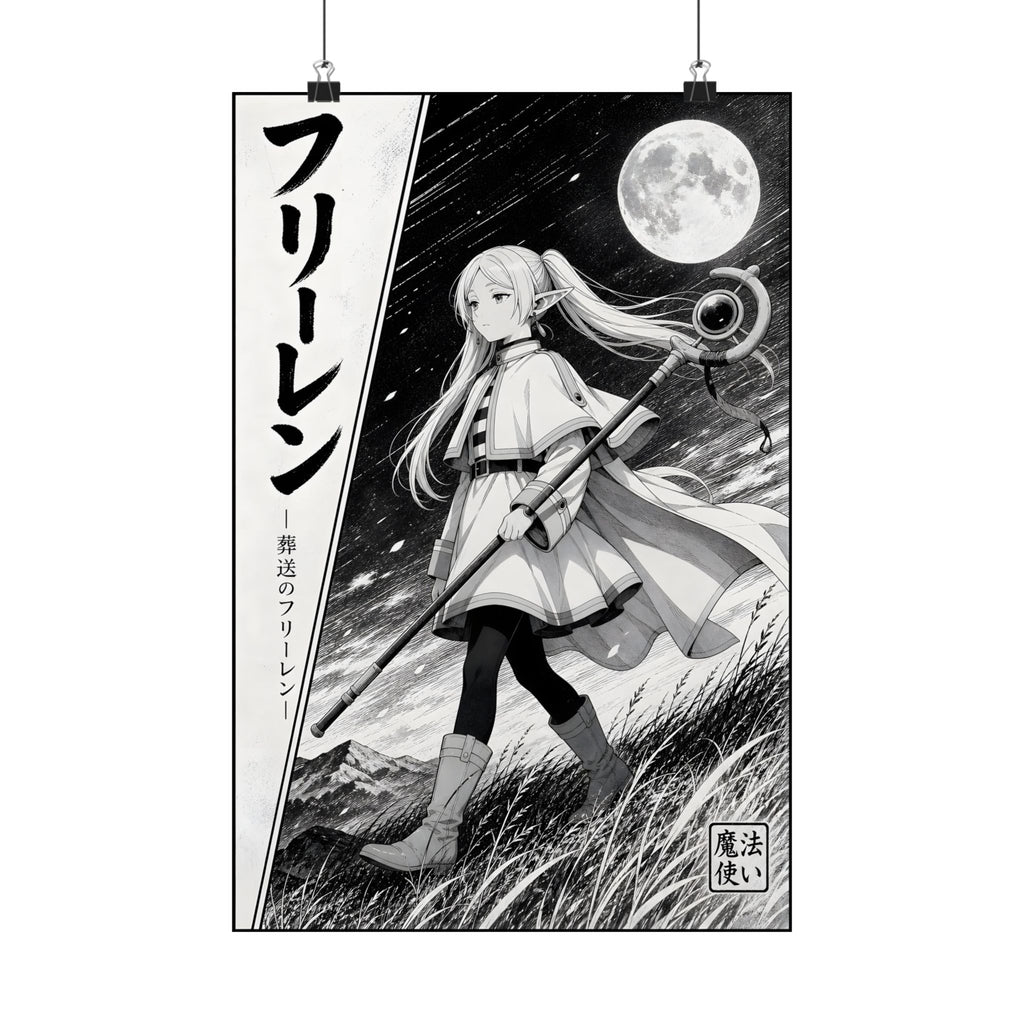 Frieren Fr09 Manga Panel Bw Anime Poster