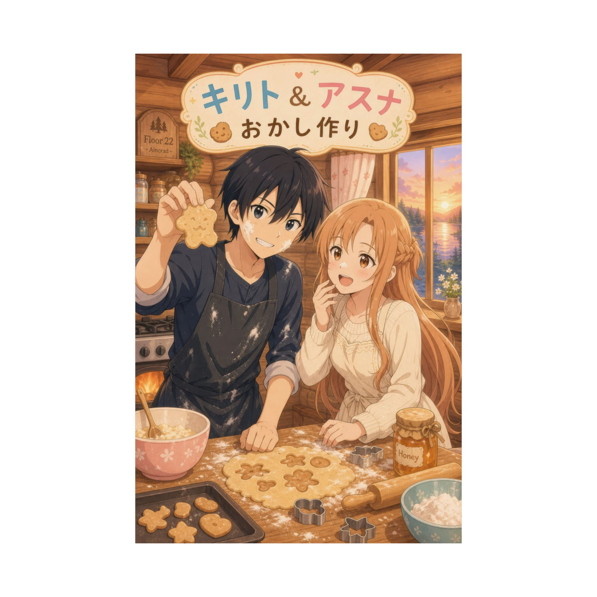 Sword Art Online Sao15 Cute Baking Together Kawaii Anime Poster