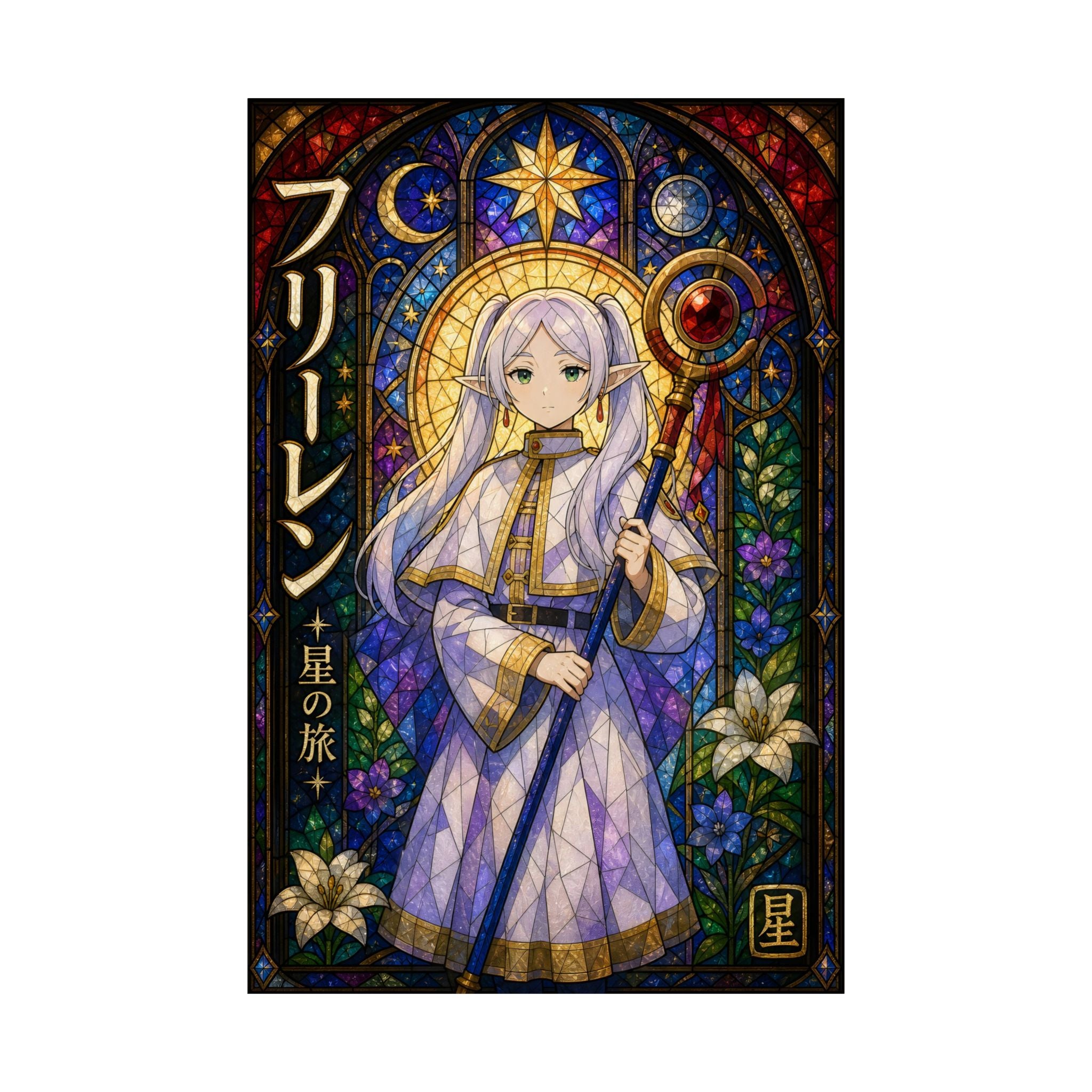 Frieren Fr14 Stained Glass Anime Poster