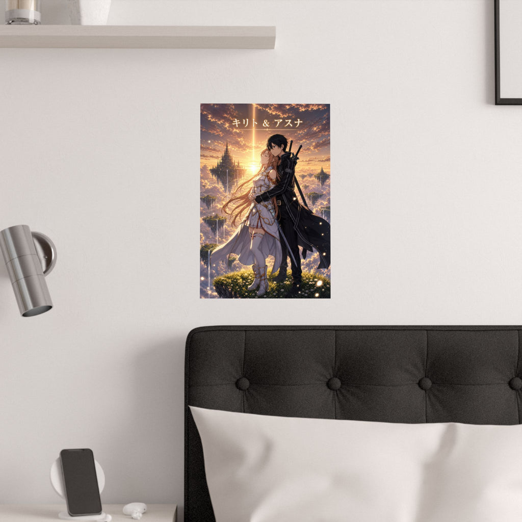 Sword Art Online Sao03 Kirito Asuna Sunset Romantic Key Visual Anime Poster