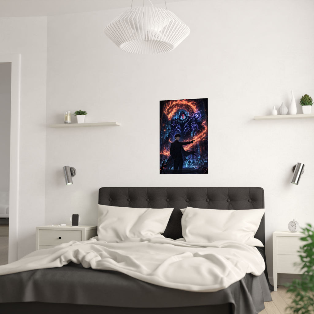 Solo Leveling Sl56 Jinwoo Tusk Hellfire General Anime Poster