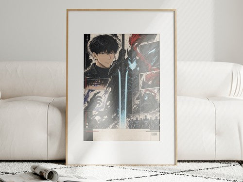 Solo Leveling Sl59 Jinwoo Igris Manga Editorial Collage Anime Poster