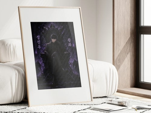 Solo Leveling Sl46 Jinwoo Shadow Throne Anime Poster