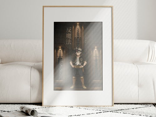Unframed poster on wall