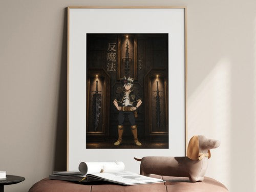 Close detail of framed poster