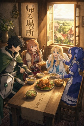 The Rising of the Shield Hero Found Family Dinner Warm Ensemble Anime Poster