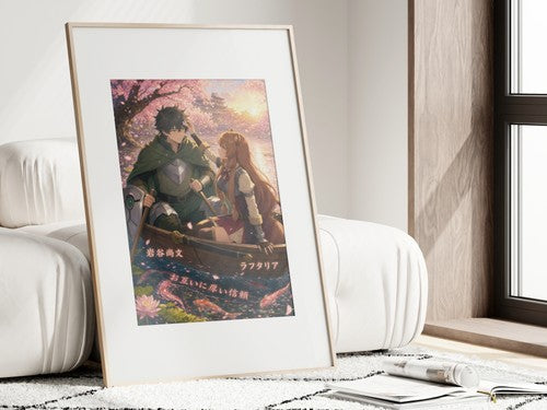 The Rising of the Shield Hero Romance Plus Cherry Blossom Boat Anime Poster
