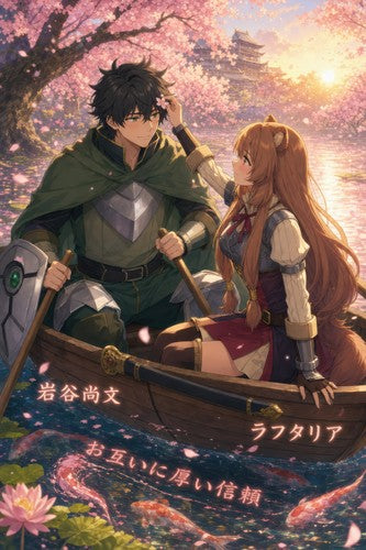 The Rising of the Shield Hero Romance Plus Cherry Blossom Boat Anime Poster