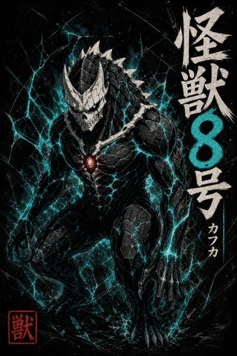 Kaiju No. 8 Kj8 01 Form Dark Cinematic Anime Poster