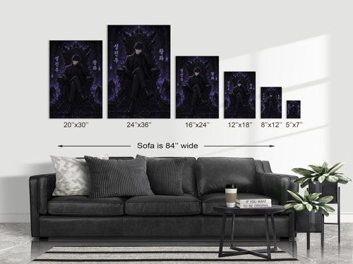 Solo Leveling Sl46 Jinwoo Shadow Throne Anime Poster
